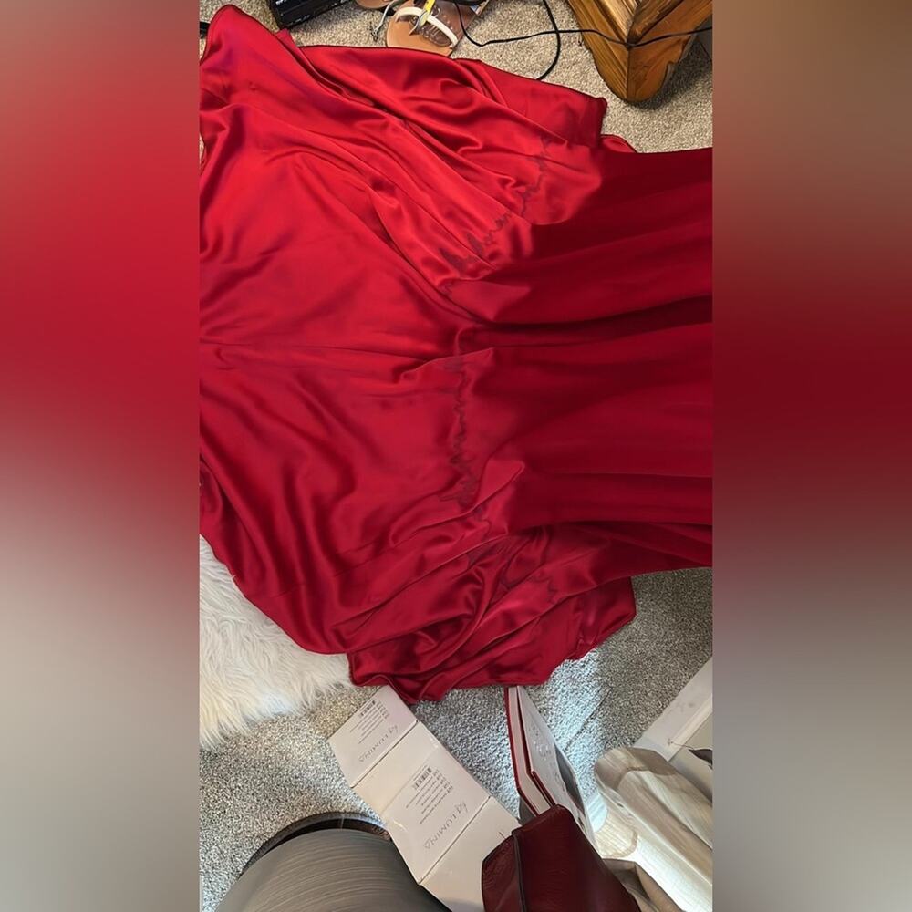 Carolina Herrera Red Dress - Long Sleeve Off Shoulder - Picture 8 of 15